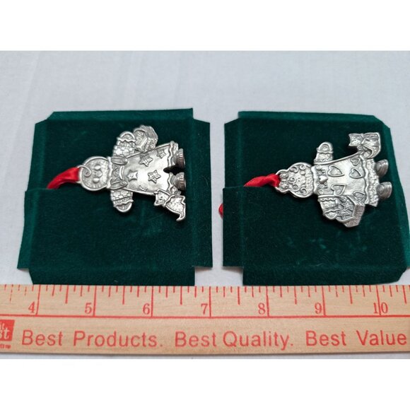 Longaberger Pewter Ornaments Roger & Ginger Gingerbread People Y2K 2000 73369 - Picture 5 of 9